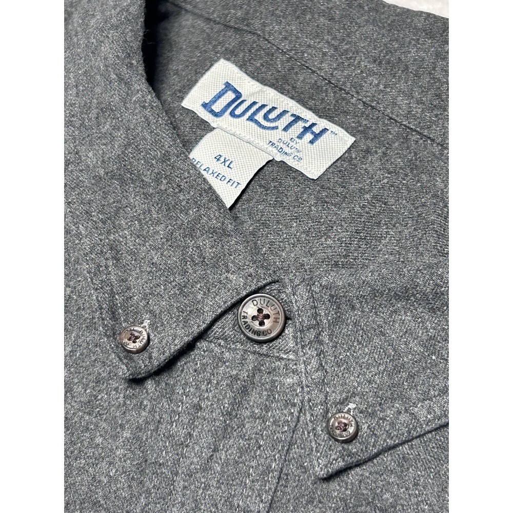 Duluth Trading Co Shirt Men's 4XL Free Swingin Flannel Relaxed Fit Gray Outdoor